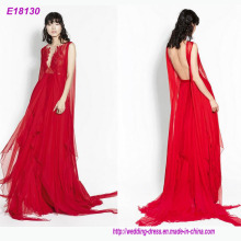 Дизайн Полная Длина Модные Макси Красный Женщины Вечерние Платья